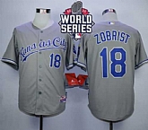 Kansas City Royals #18 Ben Zobrist Gray Cool Base 2015 World Series Patch Stitched MLB Jersey,baseball caps,new era cap wholesale,wholesale hats